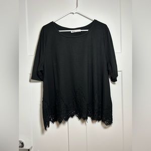 Black Top With Lace, Plus Size Women’s Shirt
